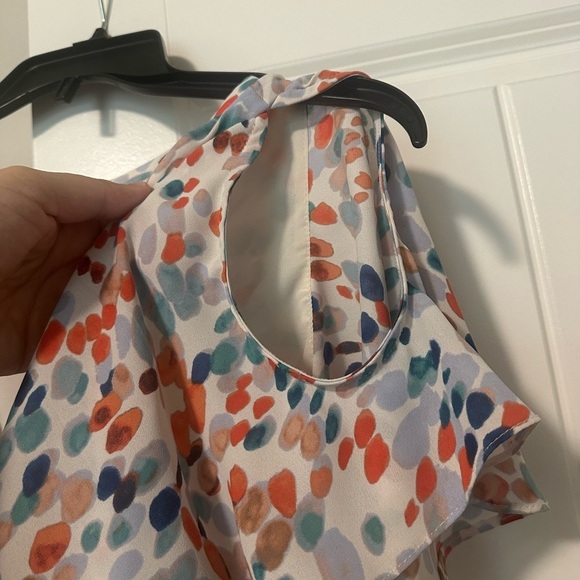 Anthropologie Maeve Flutter Sleeve High Low Dress Watercolor Dot Size‎ Small - Picture 9 of 13